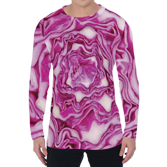 Red Cabbage Print Men's Long Sleeve T-Shirt