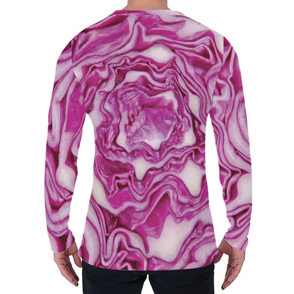 Red Cabbage Print Men's Long Sleeve T-Shirt