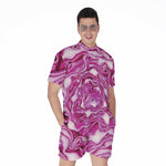 Red Cabbage Print Men's Rompers