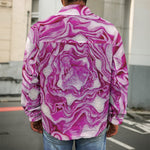 Red Cabbage Print Men's Shirt Jacket