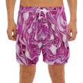 Red Cabbage Print Men's Split Running Shorts