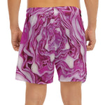 Red Cabbage Print Men's Split Running Shorts