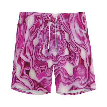 Red Cabbage Print Men's Sports Shorts