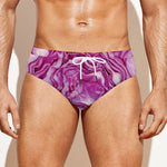 Red Cabbage Print Men's Swim Briefs