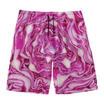 Red Cabbage Print Men's Swim Trunks