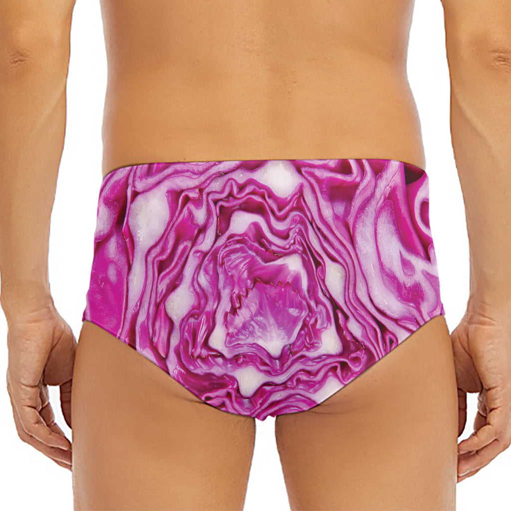 Red Cabbage Print Men's Triangle Swim Briefs