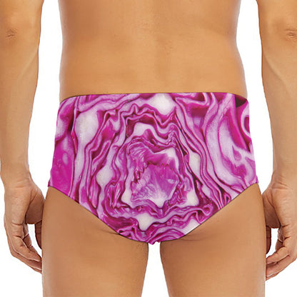 Red Cabbage Print Men's Triangle Swim Briefs