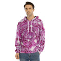 Red Cabbage Print Men's Velvet Pullover Hoodie