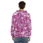 Red Cabbage Print Men's Velvet Pullover Hoodie
