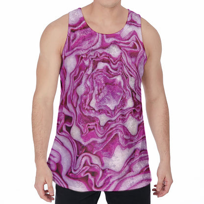 Red Cabbage Print Men's Velvet Tank Top