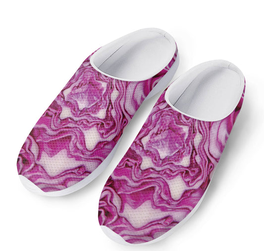 Red Cabbage Print Mesh Casual Shoes