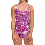 Red Cabbage Print One Piece Swimsuit