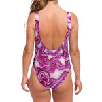 Red Cabbage Print One Piece Swimsuit
