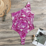 Red Cabbage Print One Shoulder Bodysuit