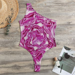 Red Cabbage Print One Shoulder Bodysuit