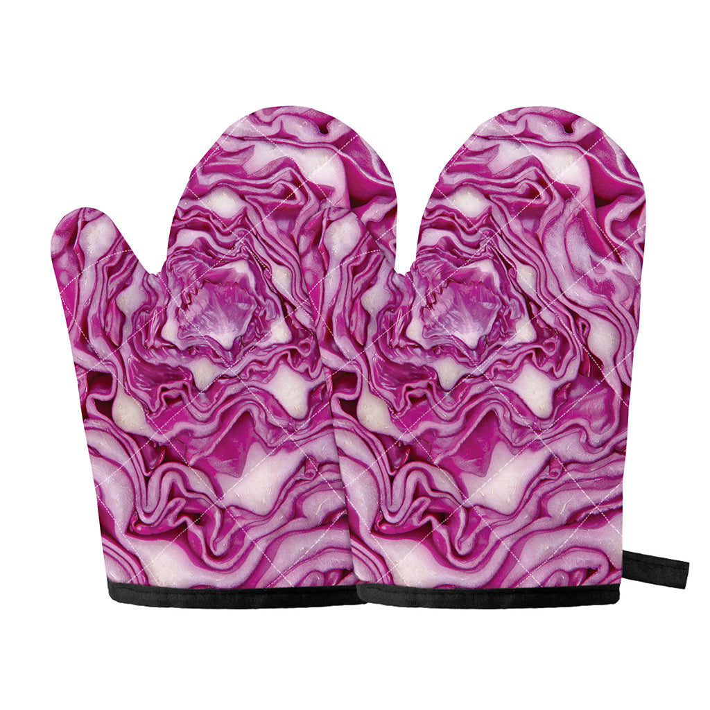 Red Cabbage Print Oven Mitts