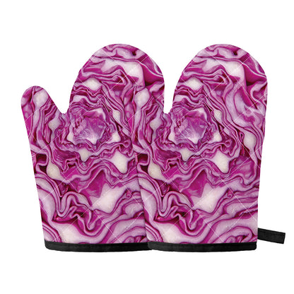 Red Cabbage Print Oven Mitts
