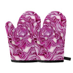Red Cabbage Print Oven Mitts