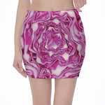 Red Cabbage Print Pencil Mini Skirt
