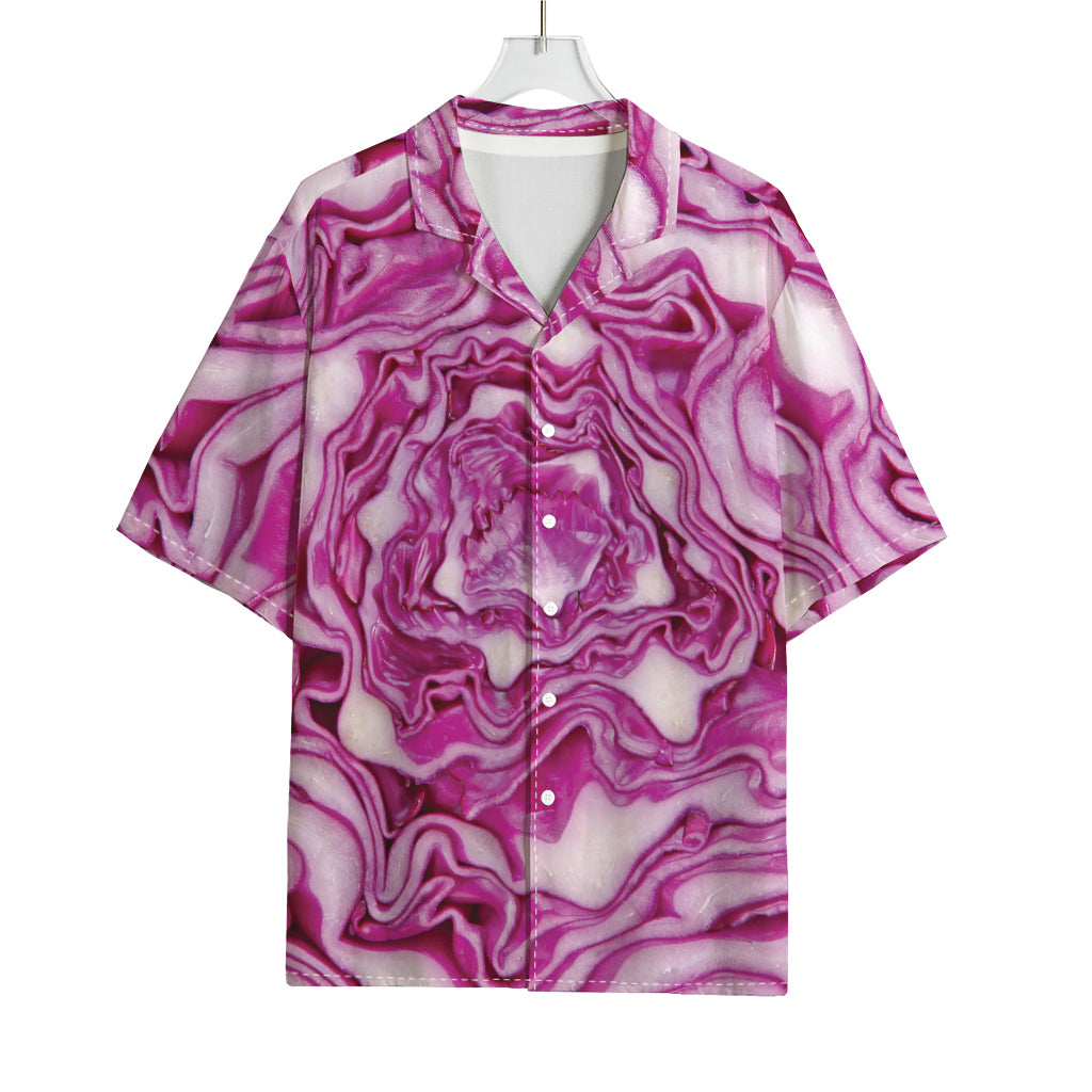 Red Cabbage Print Rayon Hawaiian Shirt