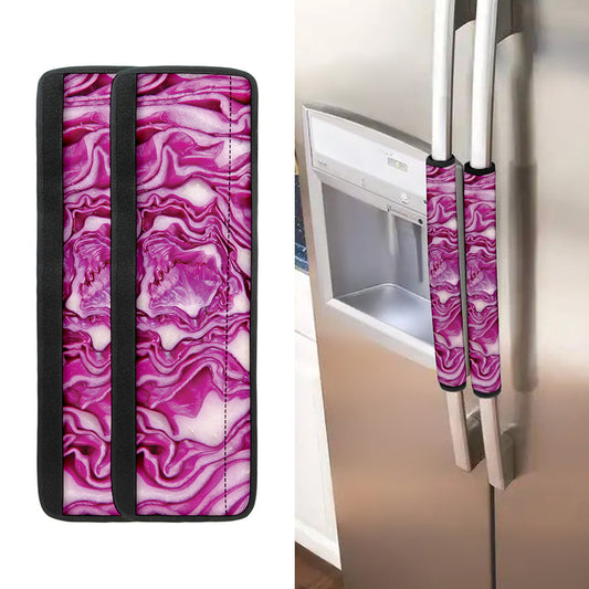 Red Cabbage Print Refrigerator Handle Covers