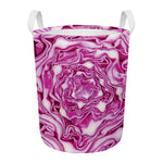 Red Cabbage Print Round Laundry Basket