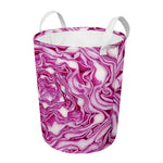 Red Cabbage Print Round Laundry Basket