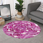 Red Cabbage Print Round Rug