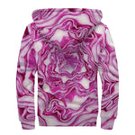 Red Cabbage Print Sherpa Lined Zip Up Hoodie
