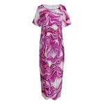 Red Cabbage Print Short Sleeve Long Nightdress