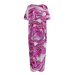 Red Cabbage Print Short Sleeve Long Nightdress