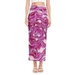 Red Cabbage Print Side Slit Maxi Skirt