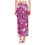 Red Cabbage Print Side Slit Maxi Skirt