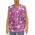 Red Cabbage Print Sleeveless Baseball Jersey