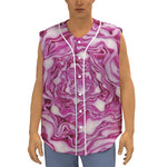 Red Cabbage Print Sleeveless Baseball Jersey