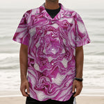 Red Cabbage Print Textured Short Sleeve Shirt