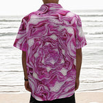 Red Cabbage Print Textured Short Sleeve Shirt