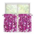 Red Cabbage Print Tier Curtains