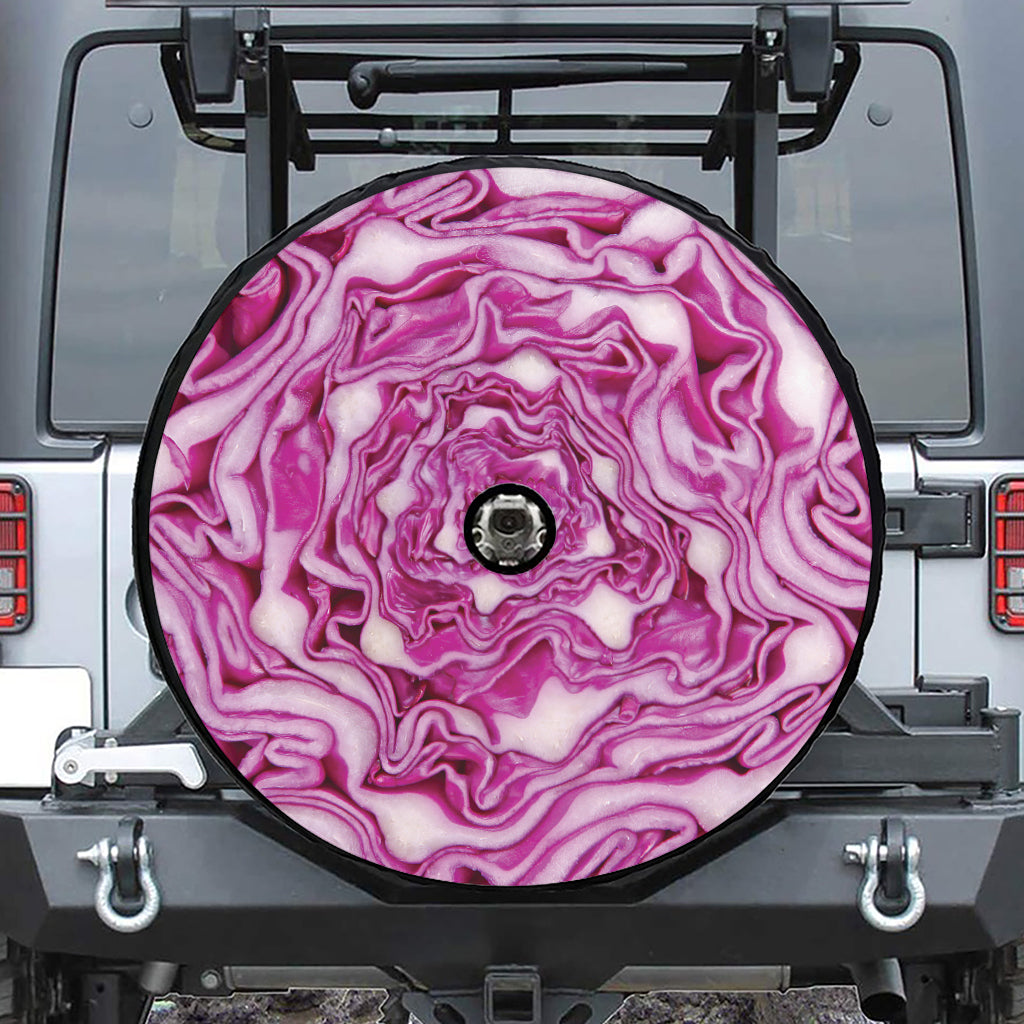 Red Cabbage Print Tire Cover With Camera Hole
