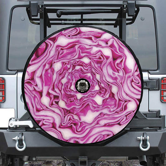 Red Cabbage Print Tire Cover With Camera Hole