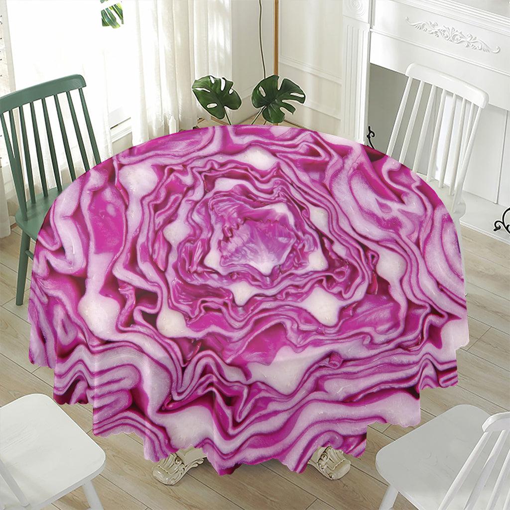 Red Cabbage Print Waterproof Round Tablecloth