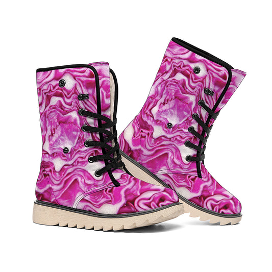 Red Cabbage Print Winter Boots