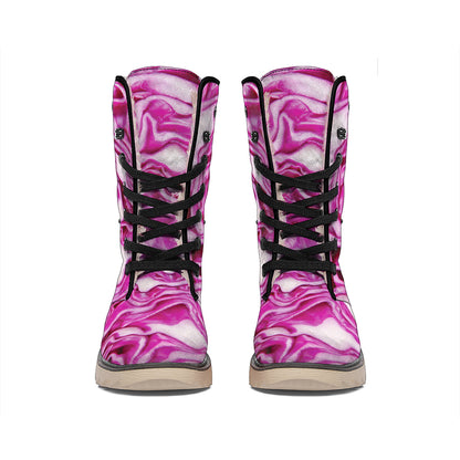 Red Cabbage Print Winter Boots