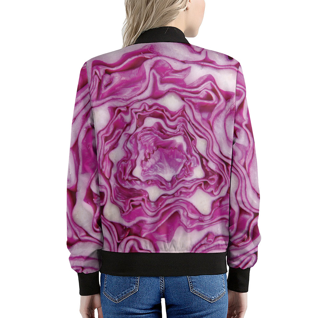 Red Cabbage Print Women's Bomber Jacket
