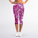 Red Cabbage Print Women's Capri Leggings