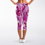 Red Cabbage Print Women's Capri Leggings