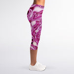 Red Cabbage Print Women's Capri Leggings
