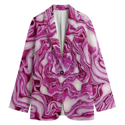 Red Cabbage Print Women's Cotton Blazer