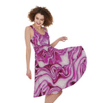 Red Cabbage Print Women's Sleeveless Dress