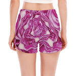 Red Cabbage Print Women's Split Running Shorts